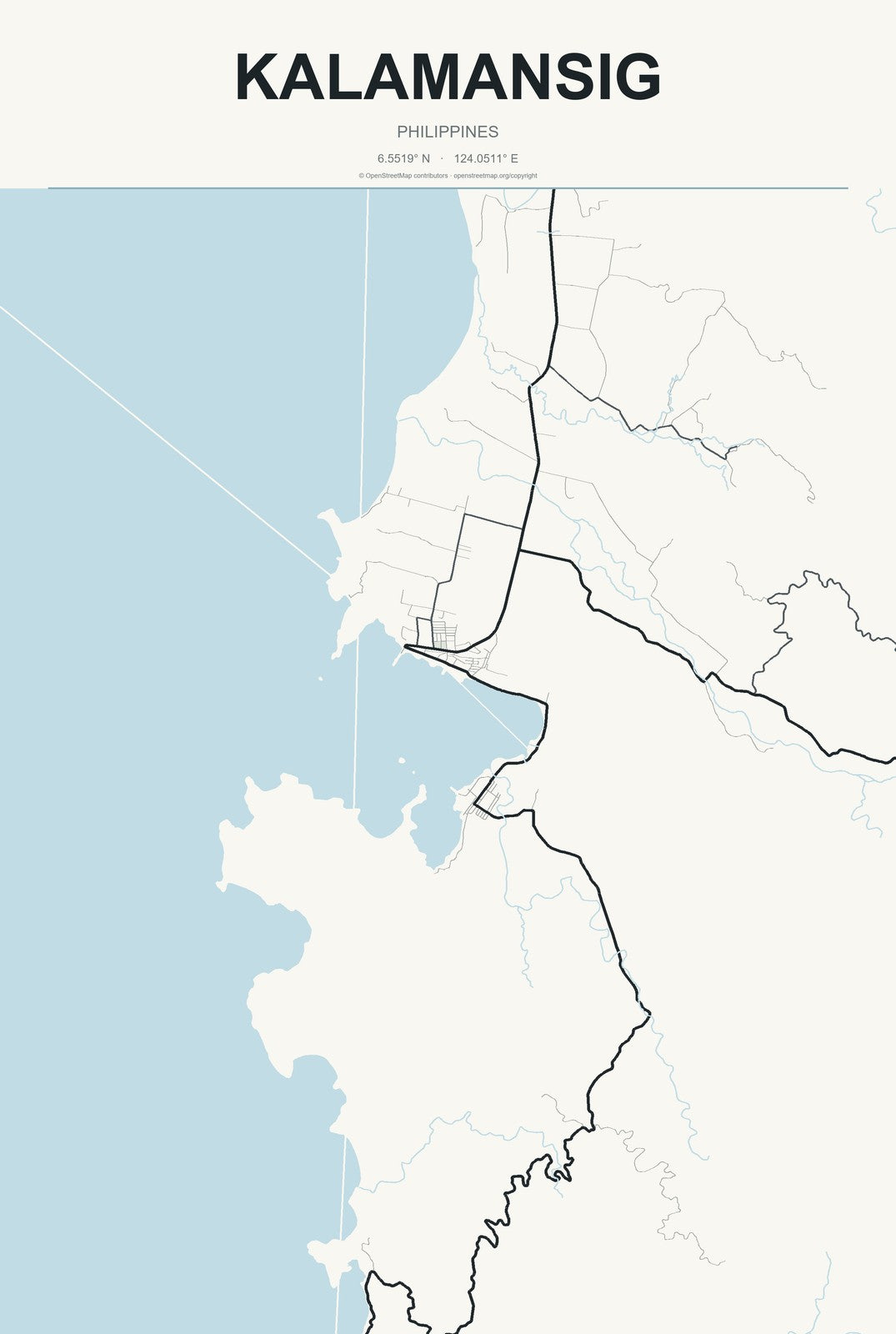 Kalamansig, Philippines City Map Aluminum Sign in Headline Atlas style