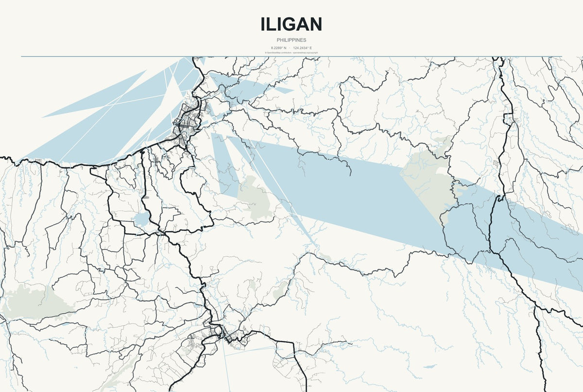 Iligan, Philippines City Map Aluminum Sign in Headline Atlas style