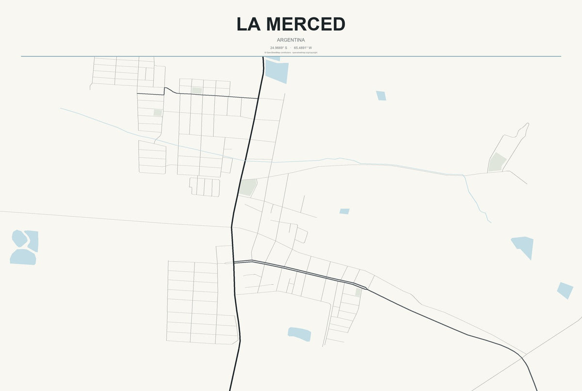 La Merced, Argentina City Map Aluminum Sign in Headline Atlas style