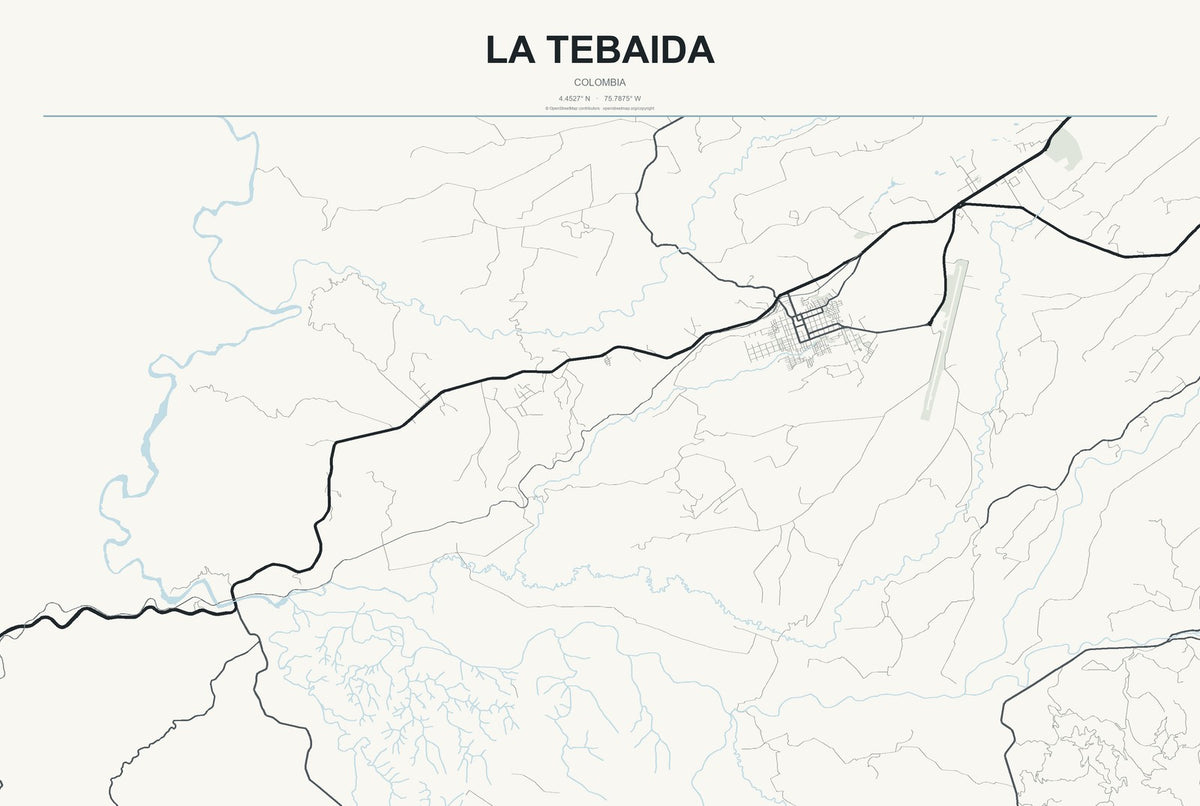 La Tebaida, Colombia City Map Aluminum Sign in Headline Atlas style