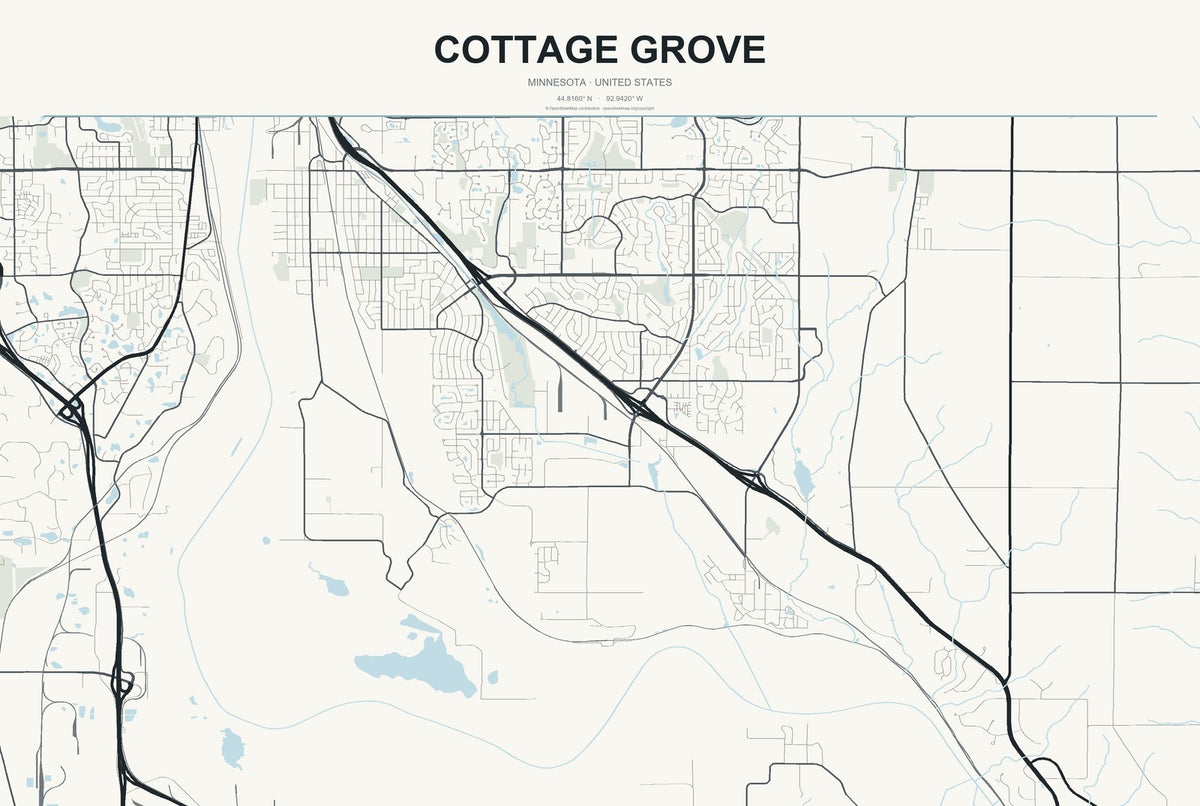 Cottage Grove, Minnesota City Map Aluminum Sign in Headline Atlas style