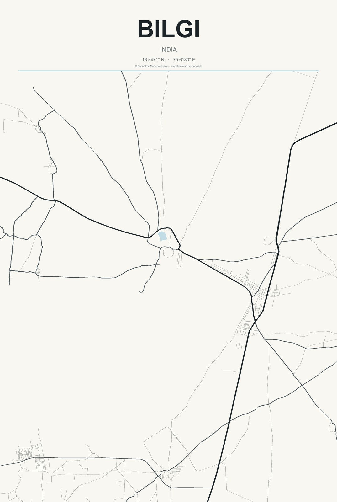 Bilgi, India City Map Aluminum Sign in Headline Atlas style