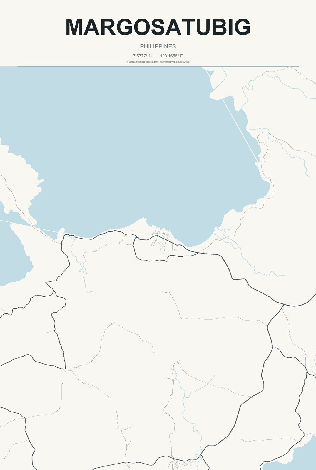 Margosatubig, Philippines City Map Aluminum Sign in Headline Atlas style