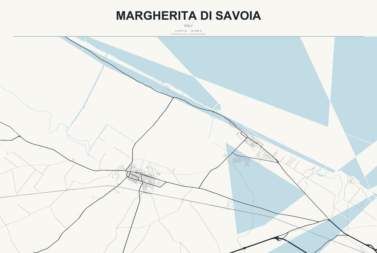 Margherita di Savoia, Italy City Map Aluminum Sign in Headline Atlas style