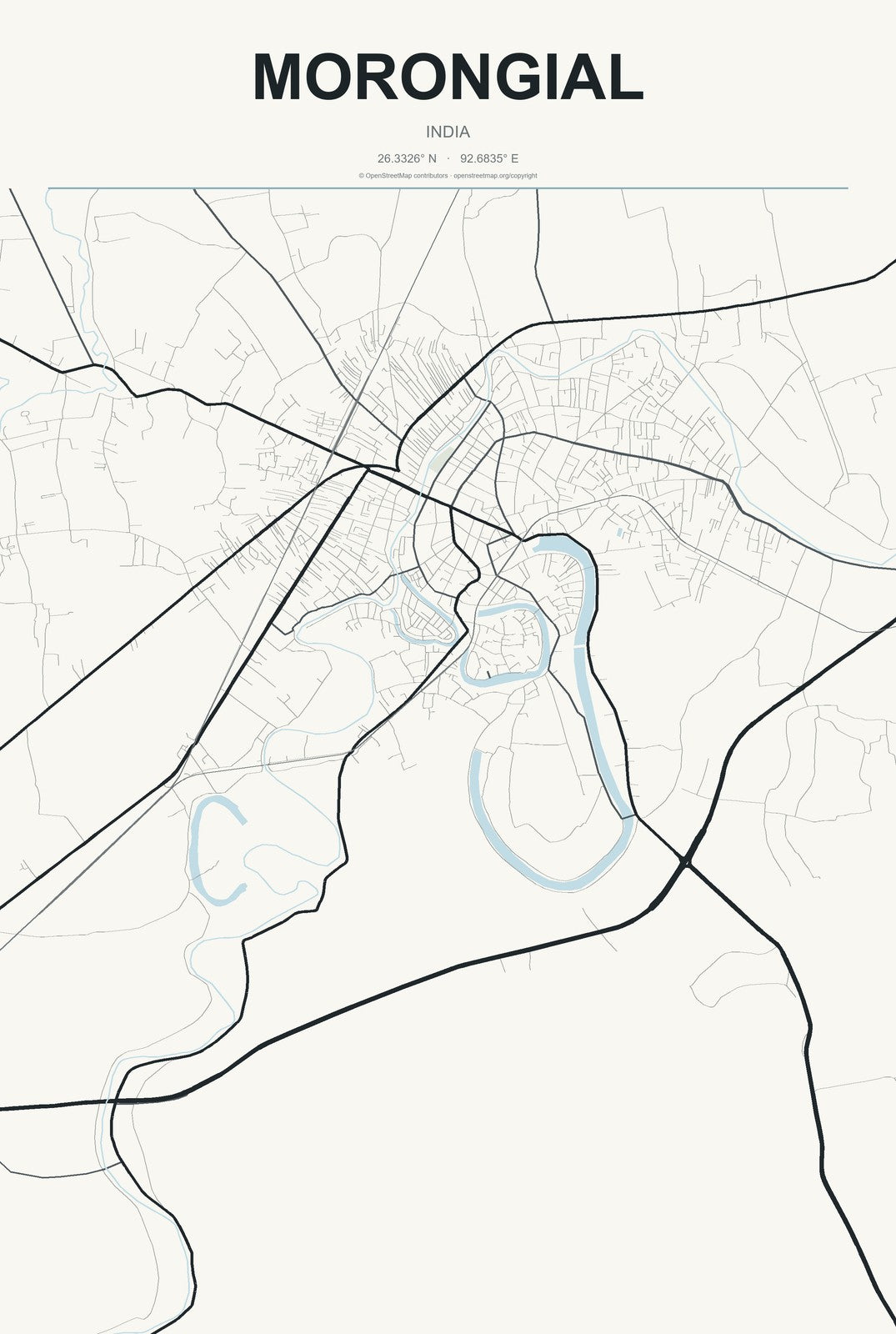 Morongial, India City Map Aluminum Sign in Headline Atlas style