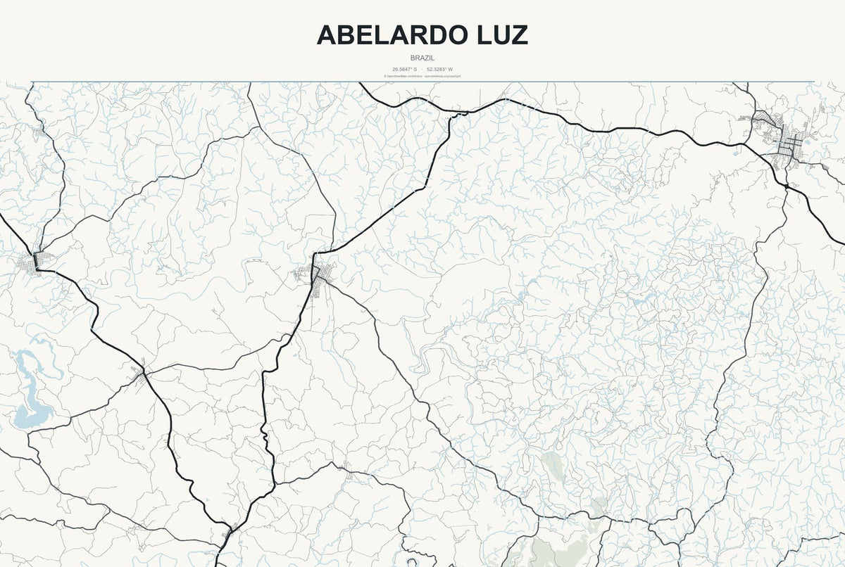 Abelardo Luz, Brazil City Map Aluminum Sign in Headline Atlas style