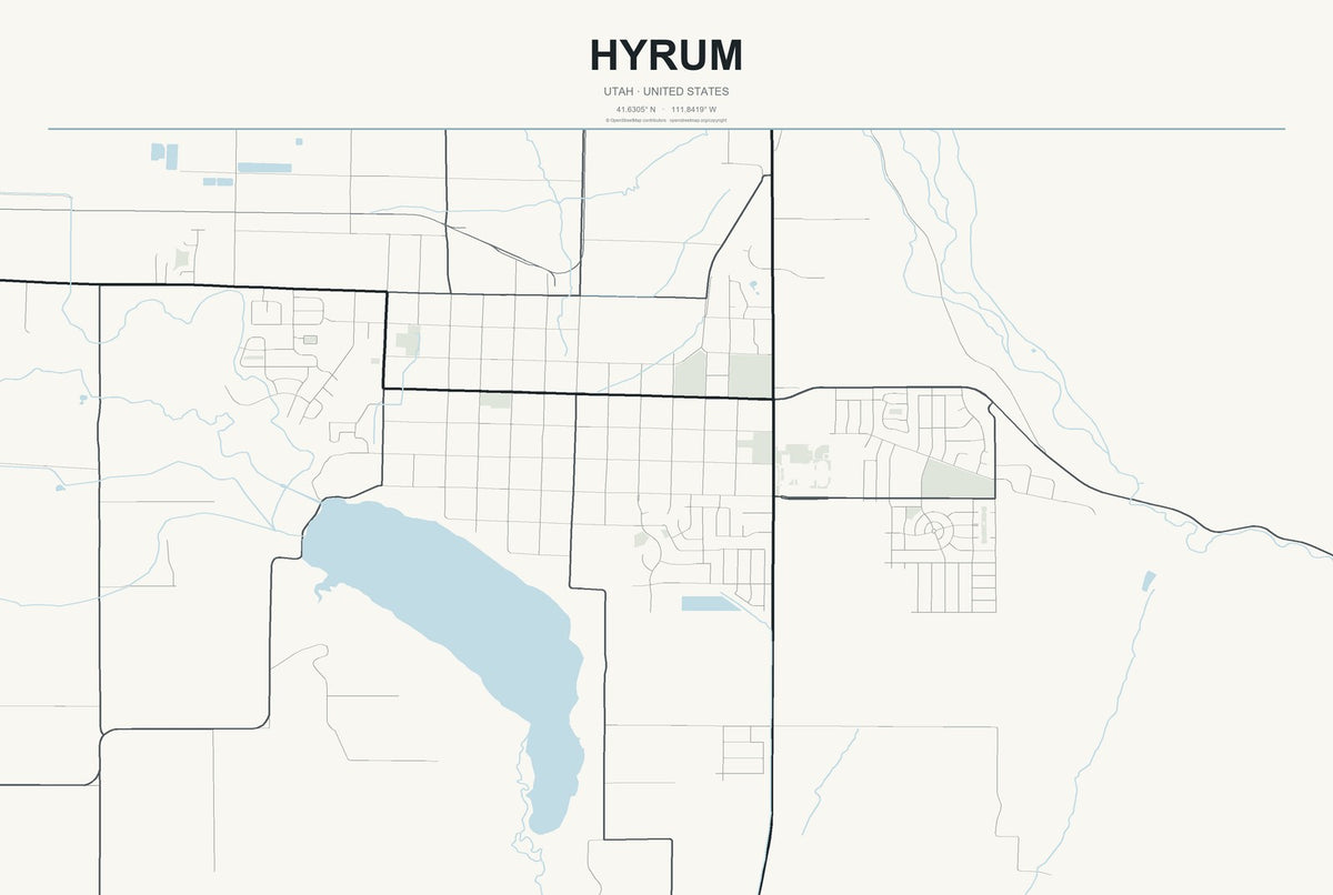 Hyrum, Utah City Map Aluminum Sign in Headline Atlas style