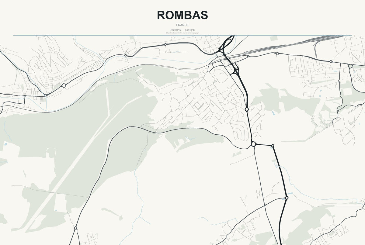 Rombas, France City Map Aluminum Sign in Headline Atlas style