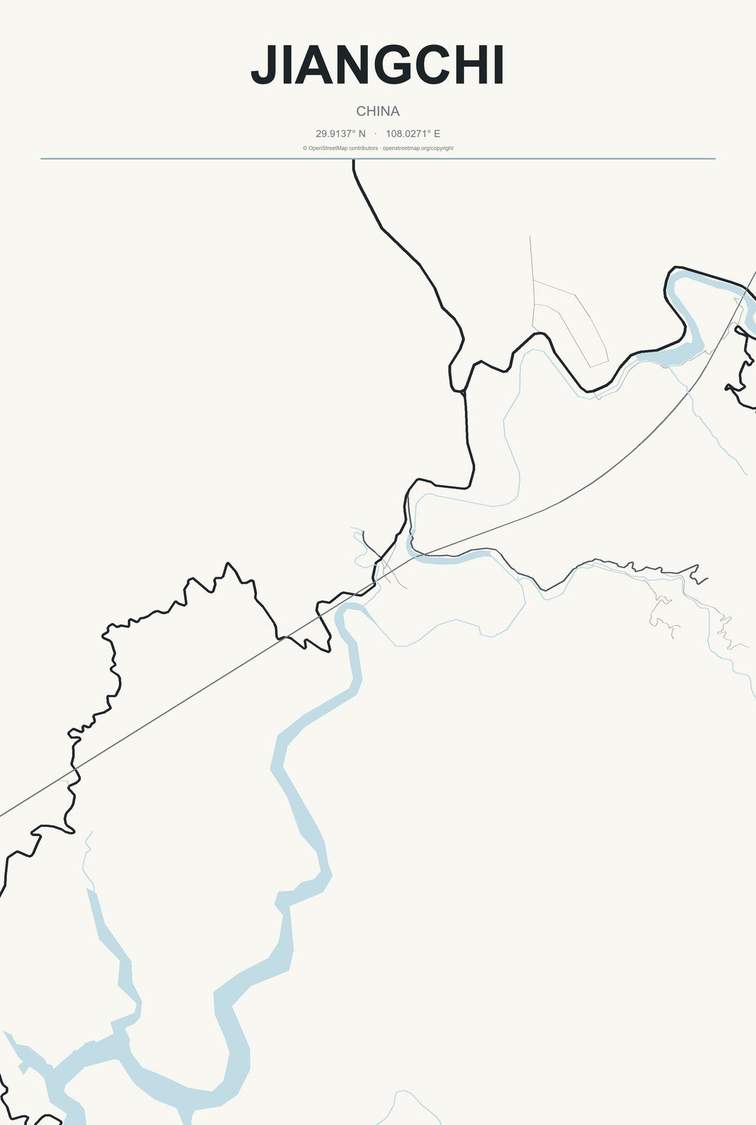 Jiangchi, China City Map Aluminum Sign in Headline Atlas style