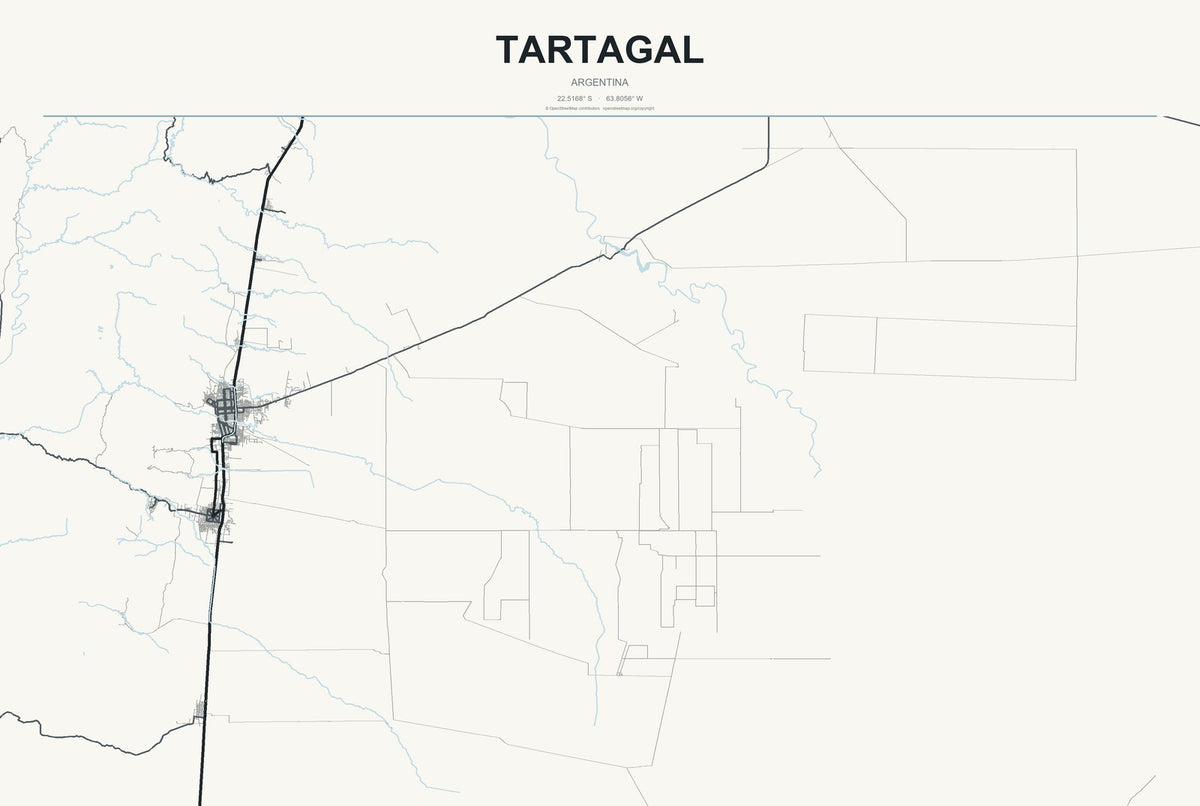 Tartagal, Argentina City Map Aluminum Sign in Headline Atlas style