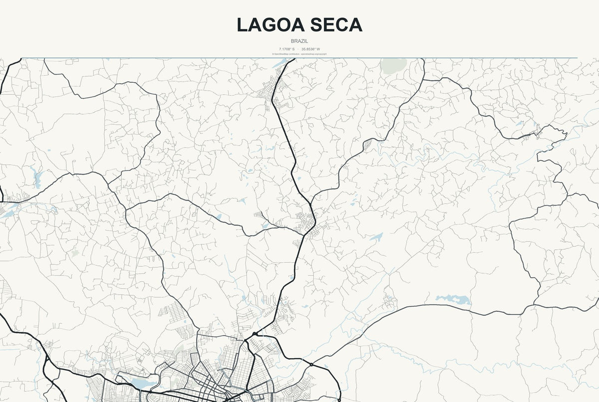 Lagoa Seca, Brazil City Map Aluminum Sign in Headline Atlas style