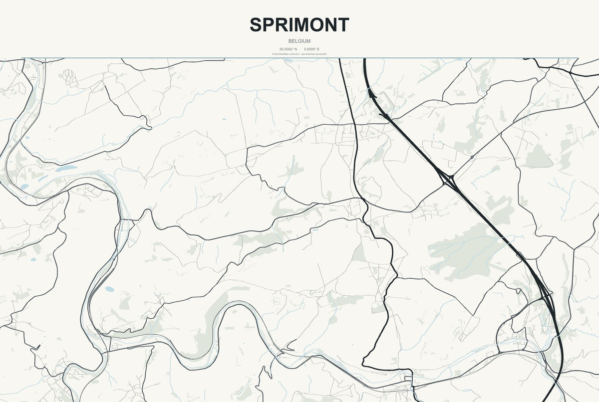 Sprimont, Belgium City Map Aluminum Sign in Headline Atlas style