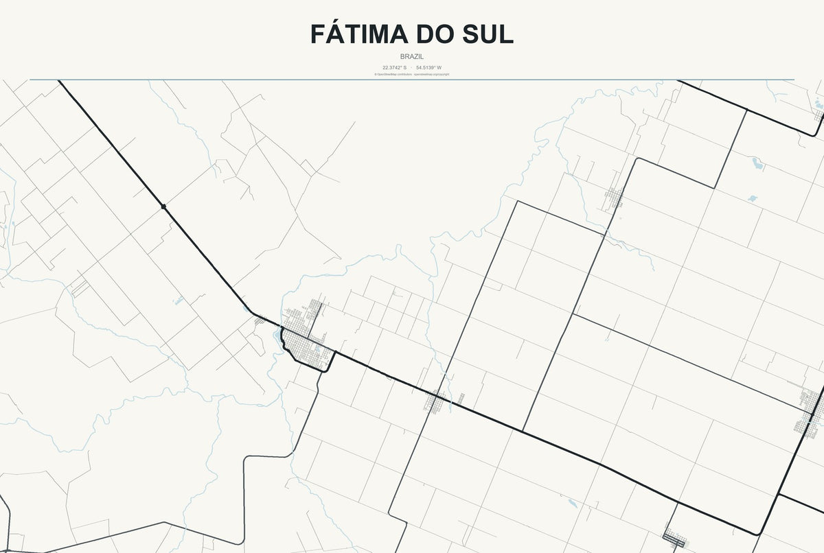 Fátima do Sul, Brazil City Map Aluminum Sign in Headline Atlas style