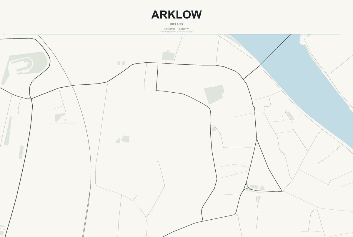 Arklow, Ireland City Map Aluminum Sign in Headline Atlas style