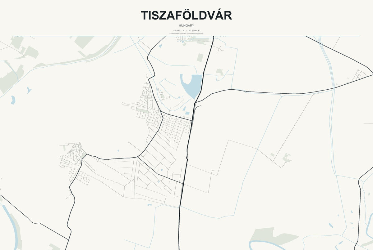 Tiszaföldvár, Hungary City Map Aluminum Sign in Headline Atlas style