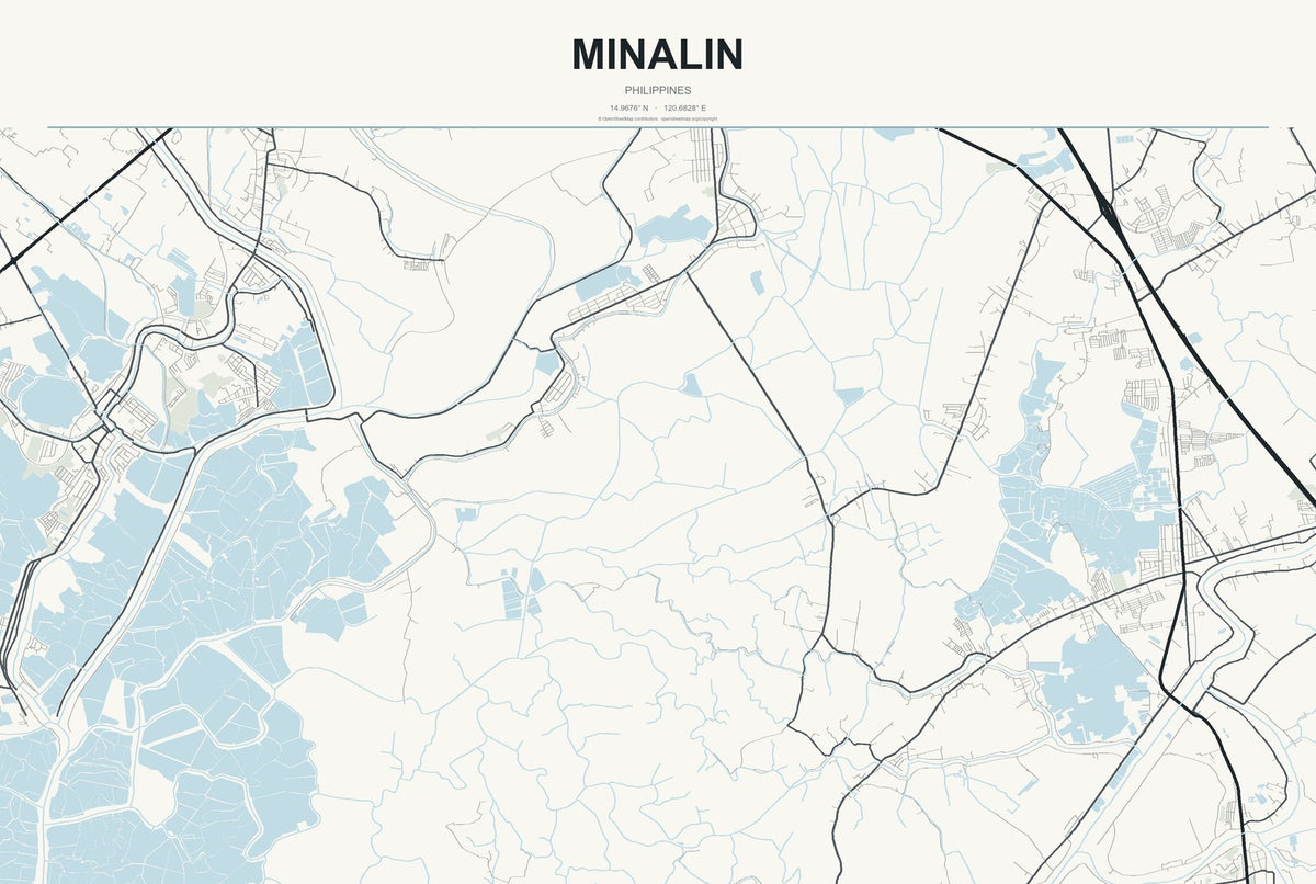 Minalin, Philippines City Map Aluminum Sign in Headline Atlas style