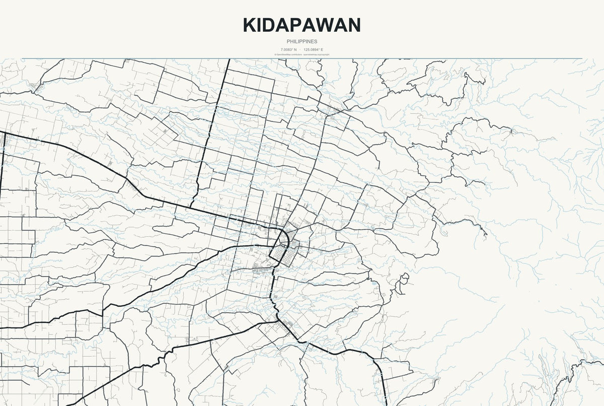 Kidapawan, Philippines City Map Aluminum Sign in Headline Atlas style