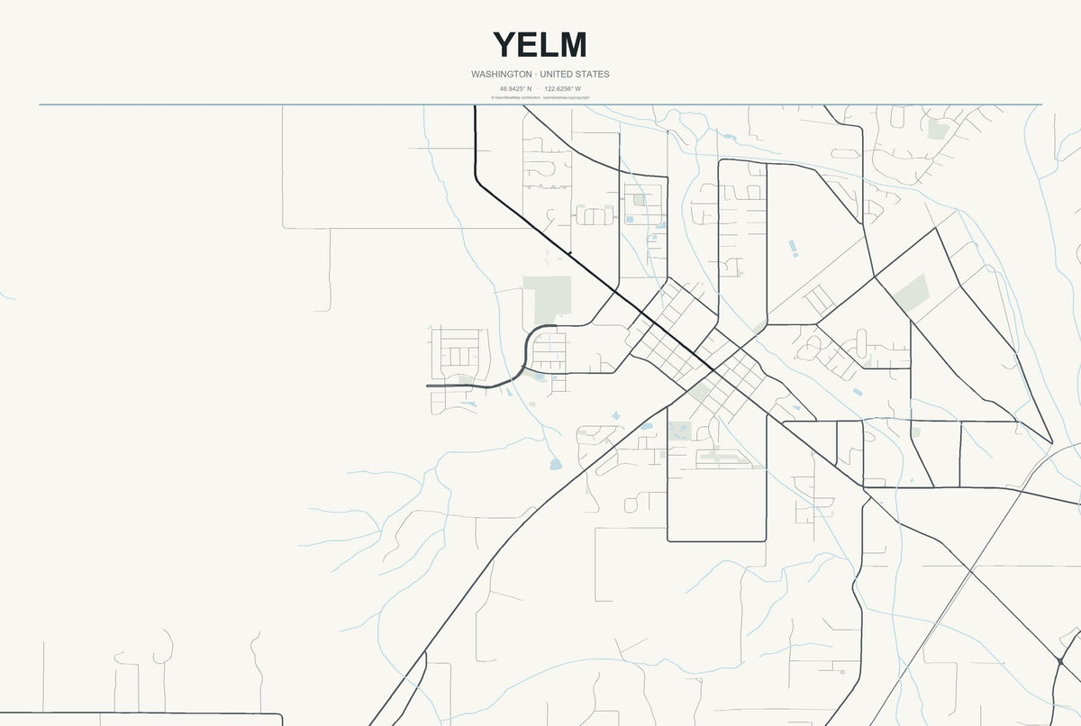 Yelm, Washington City Map Aluminum Sign in Headline Atlas style