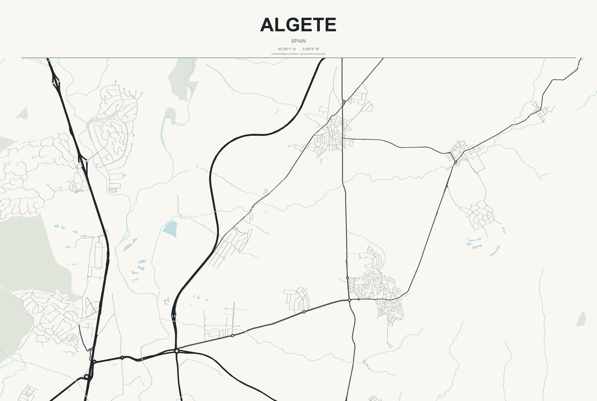 Algete, Spain City Map Aluminum Sign in Headline Atlas style