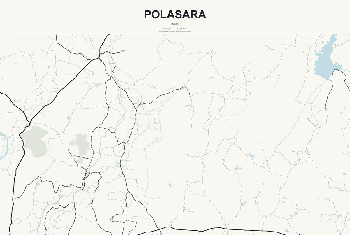 Polasara, India City Map Aluminum Sign in Headline Atlas style