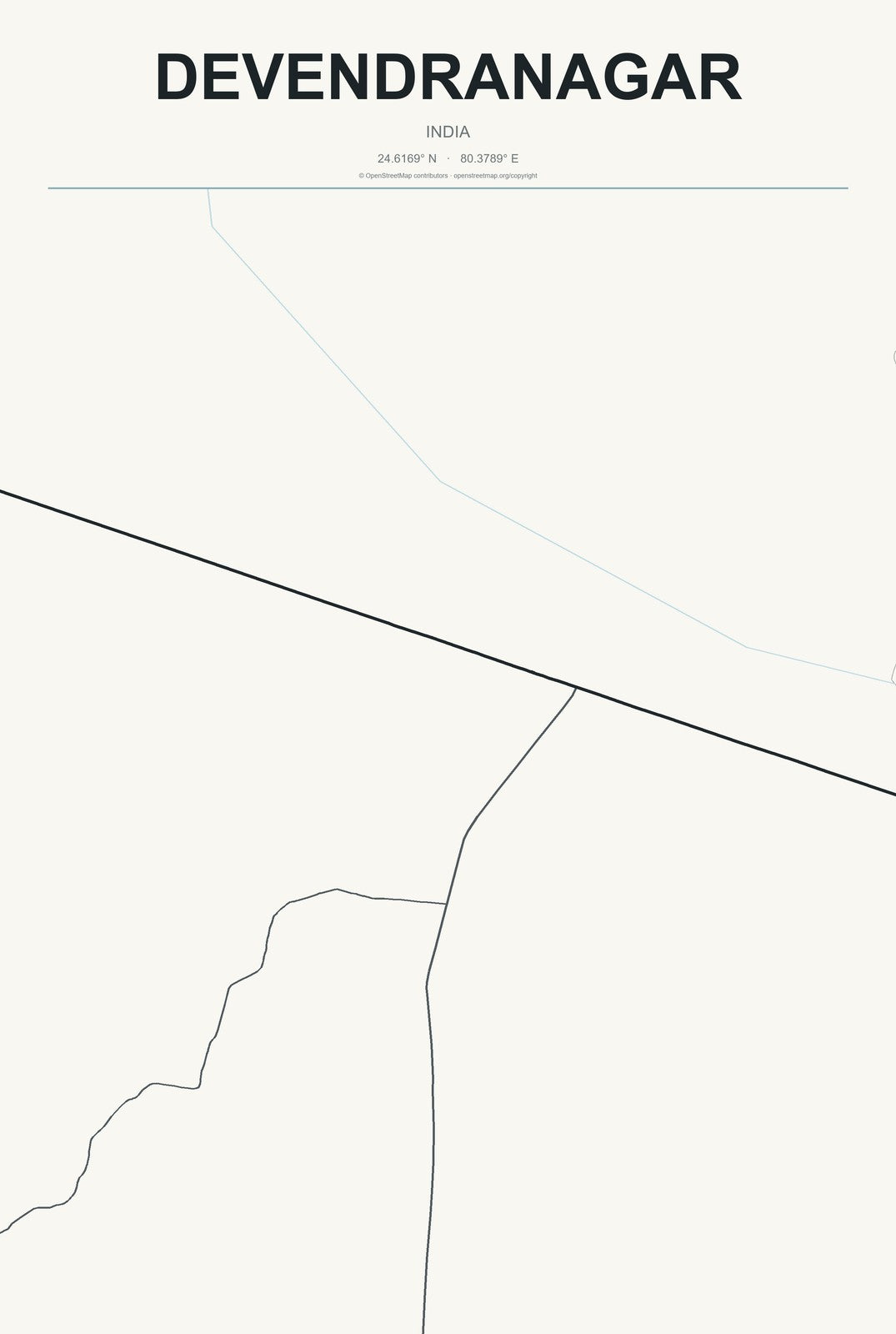 Devendranagar, India City Map Aluminum Sign in Headline Atlas style