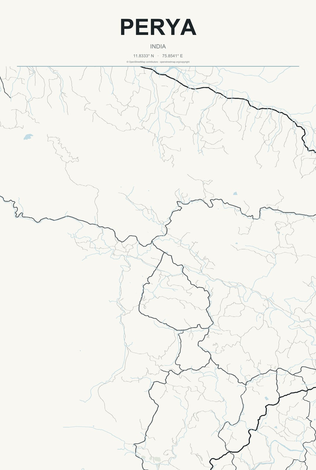 Perya, India City Map Aluminum Sign in Headline Atlas style