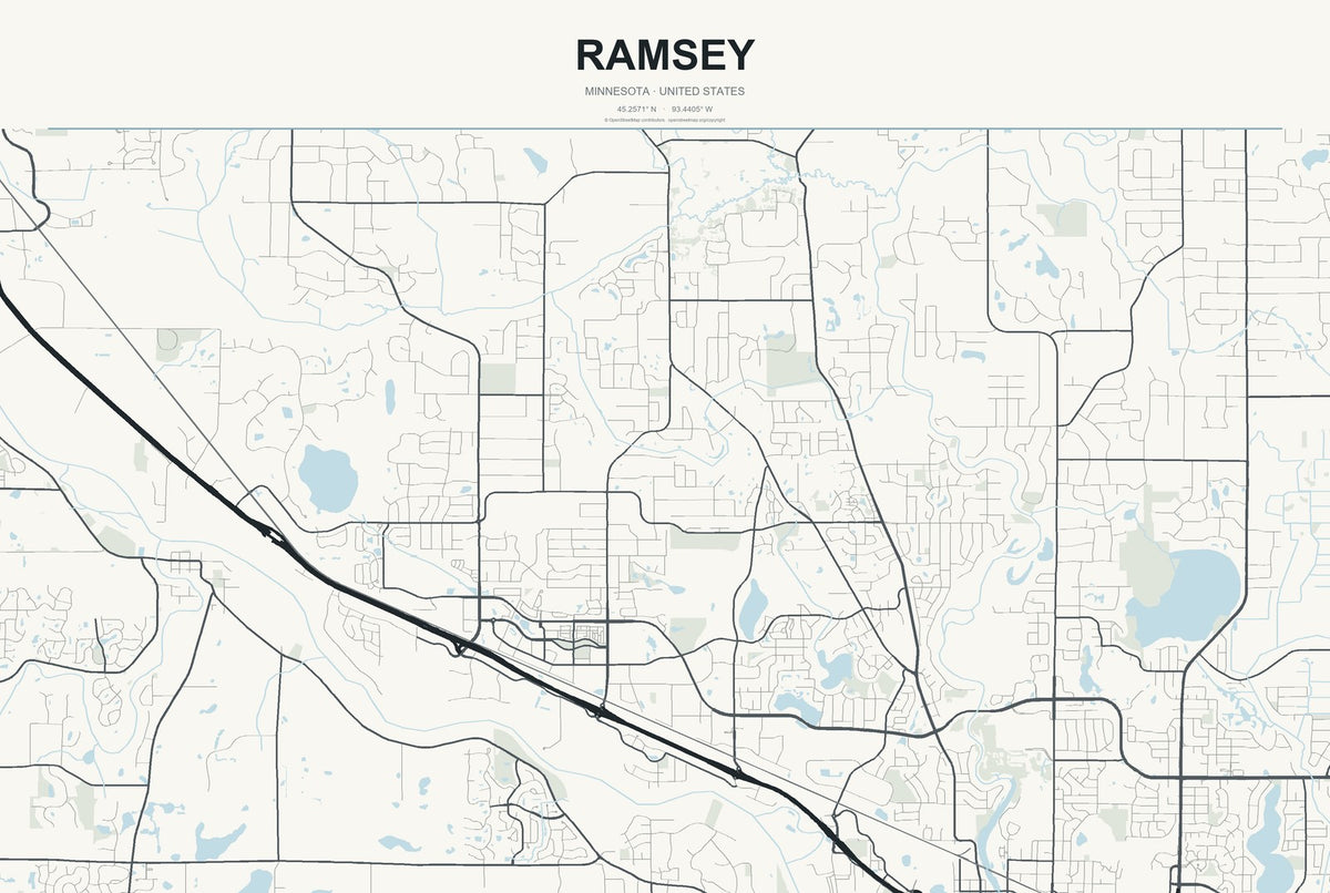 Ramsey, Minnesota City Map Aluminum Sign in Headline Atlas style