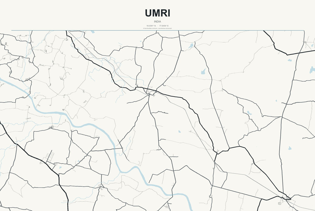 Umri, India City Map Aluminum Sign in Headline Atlas style