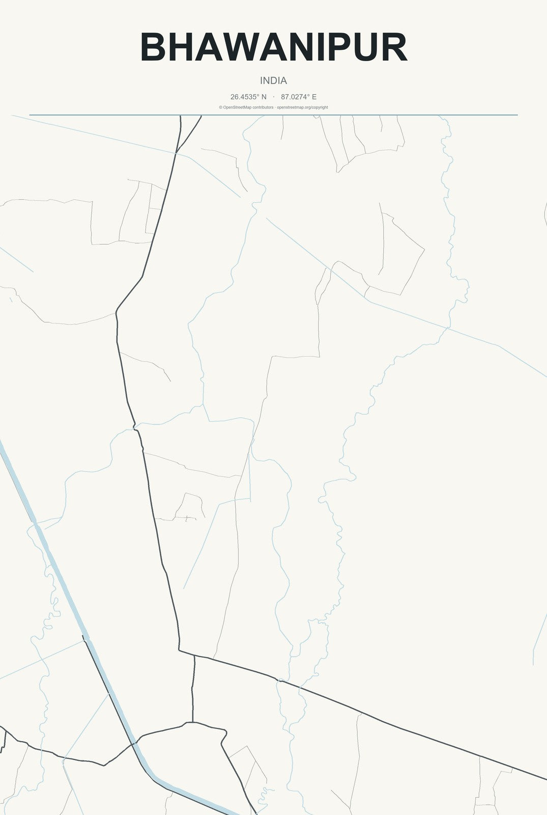 Bhawanipur, India City Map Aluminum Sign in Headline Atlas style