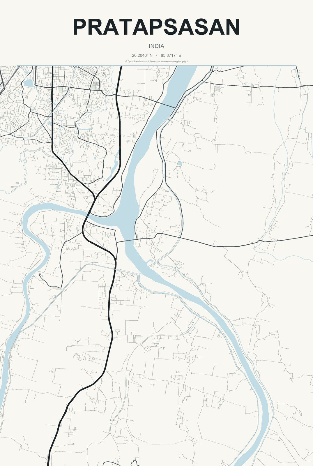 Pratapsasan, India City Map Aluminum Sign in Headline Atlas style