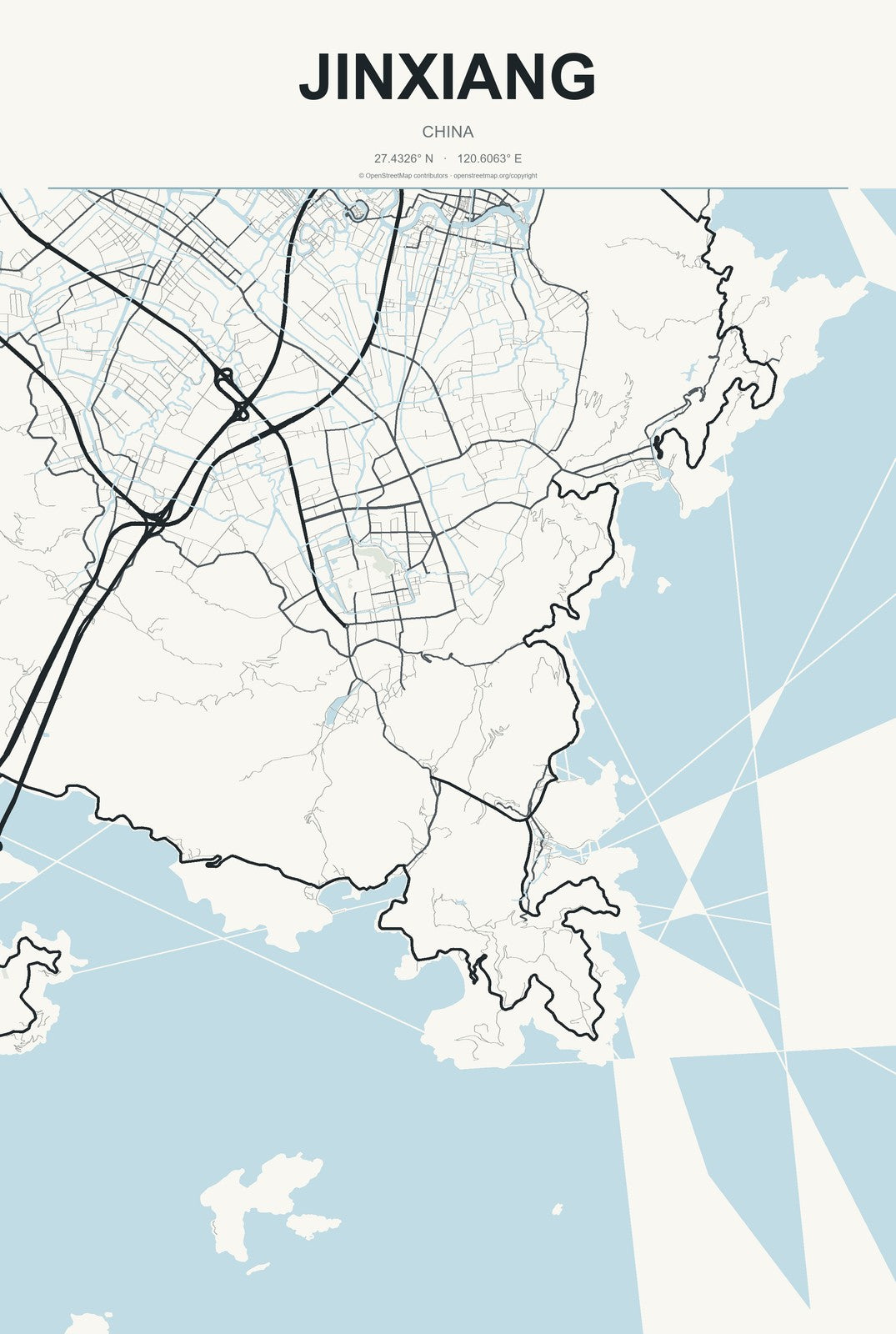 Jinxiang, China City Map Aluminum Sign in Headline Atlas style