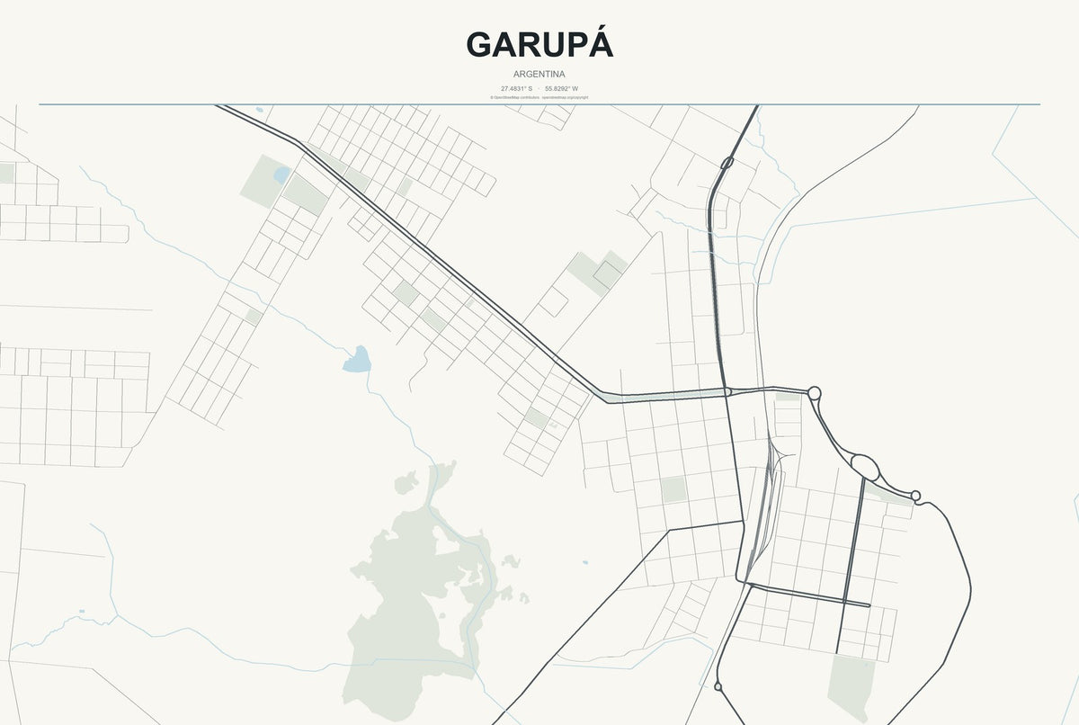 Garupá, Argentina City Map Aluminum Sign in Headline Atlas style