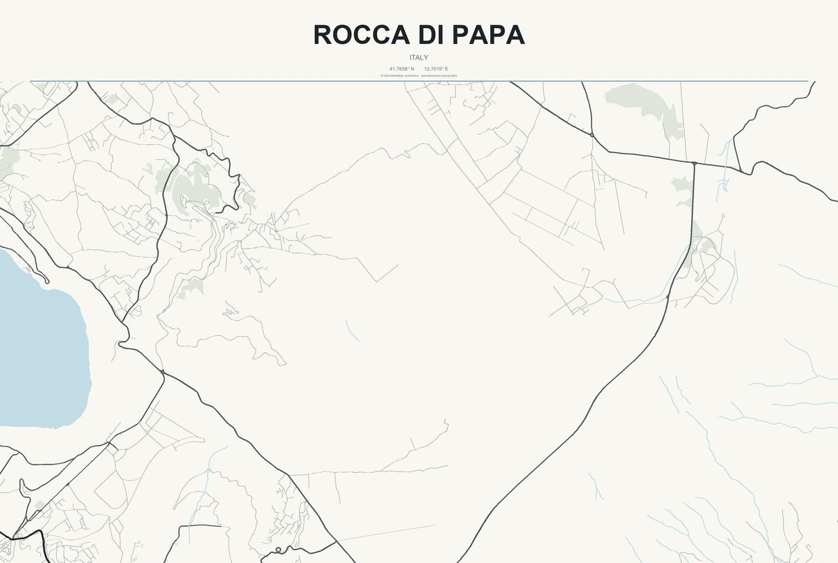 Rocca di Papa, Italy City Map Aluminum Sign in Headline Atlas style