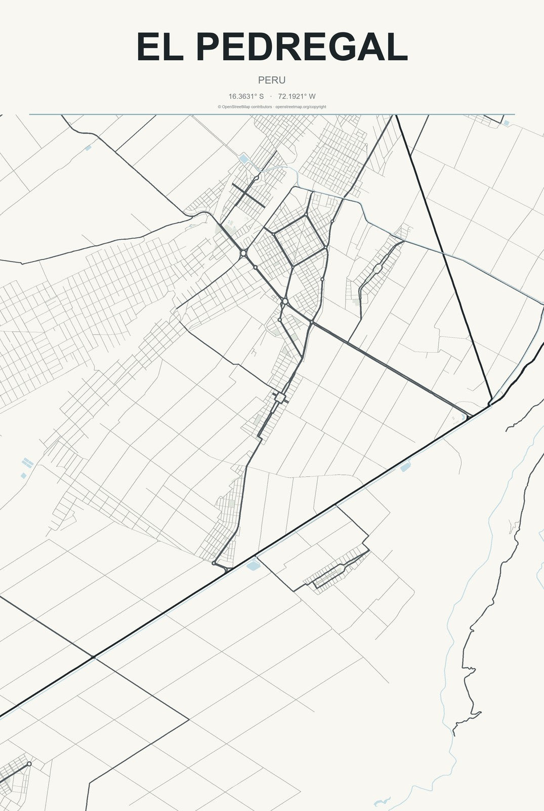 El Pedregal, Peru City Map Aluminum Sign in Headline Atlas style