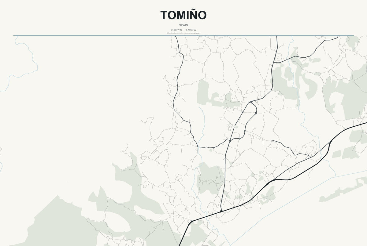 Tomiño, Spain City Map Aluminum Sign in Headline Atlas style