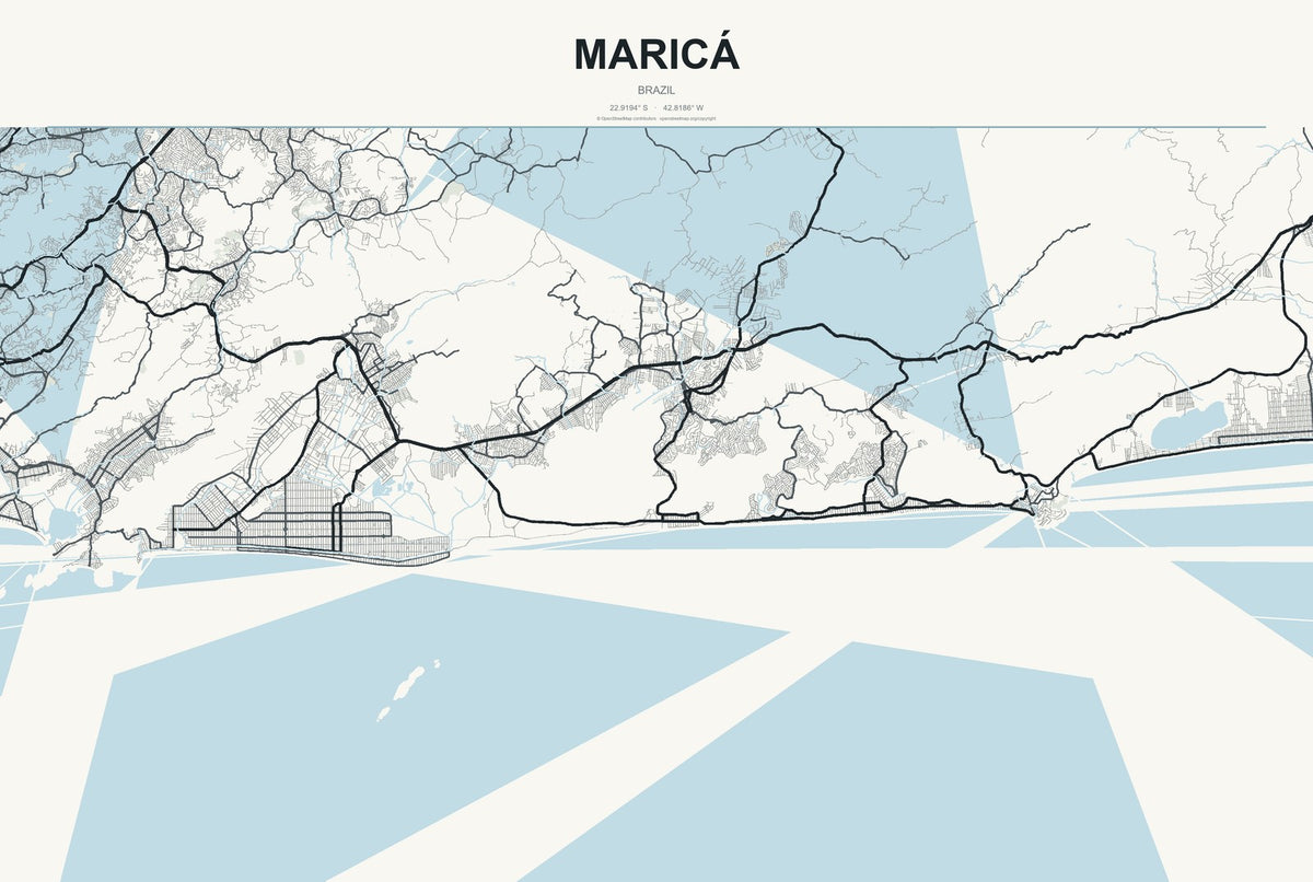Maricá, Brazil City Map Aluminum Sign in Headline Atlas style