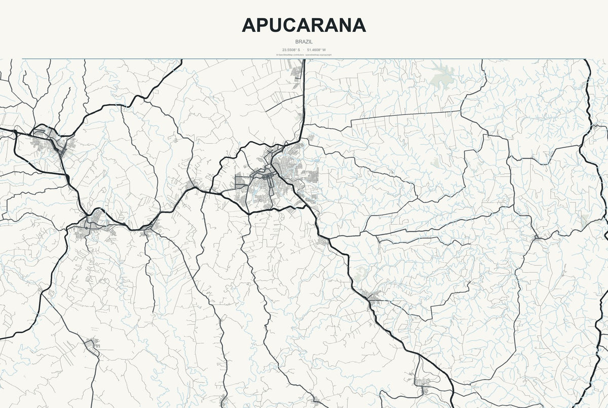Apucarana, Brazil City Map Aluminum Sign in Headline Atlas style