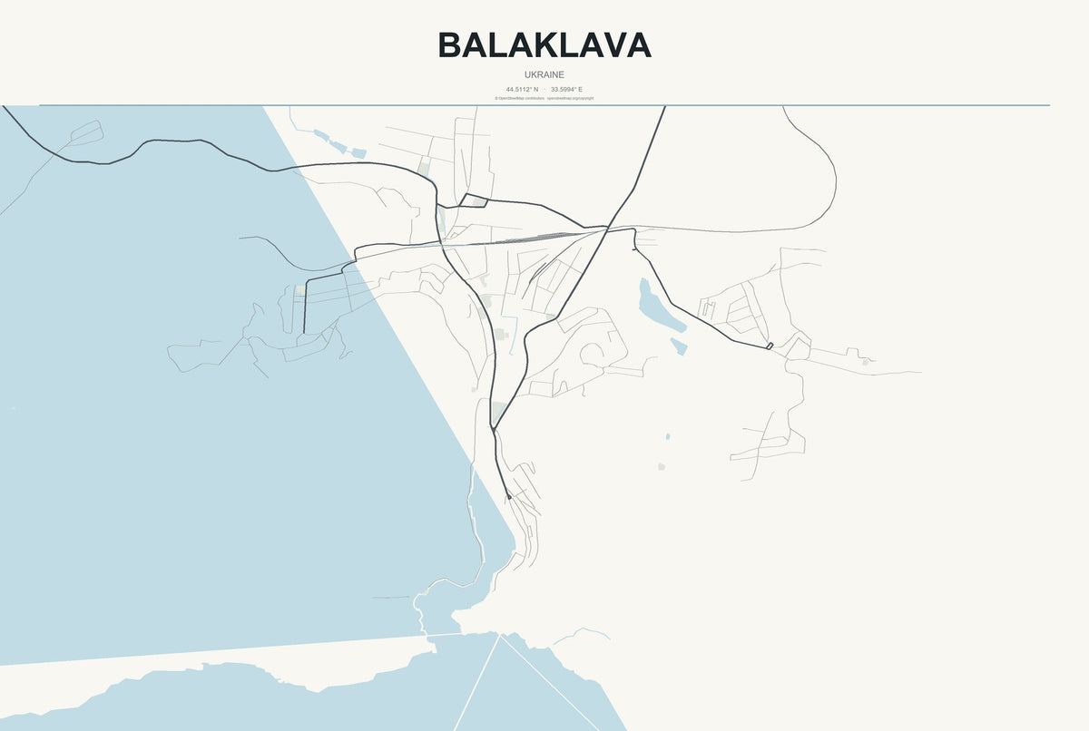 Balaklava, Ukraine City Map Aluminum Sign in Headline Atlas style