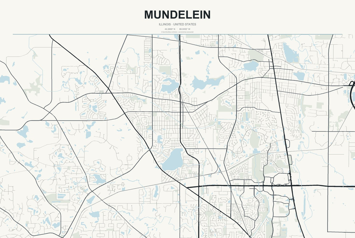 Mundelein, Illinois City Map Aluminum Sign in Headline Atlas style