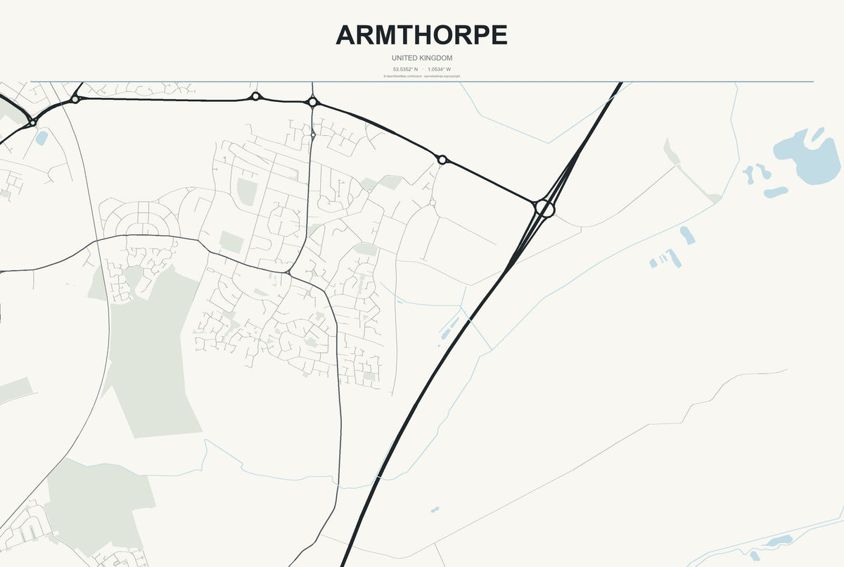 Armthorpe, United Kingdom City Map Aluminum Sign in Headline Atlas style