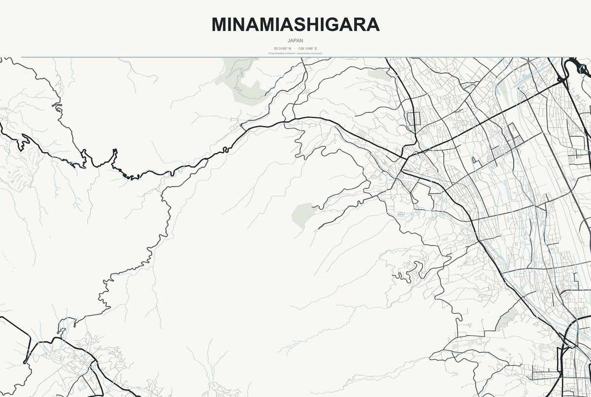 Minamiashigara, Japan City Map Aluminum Sign in Headline Atlas style