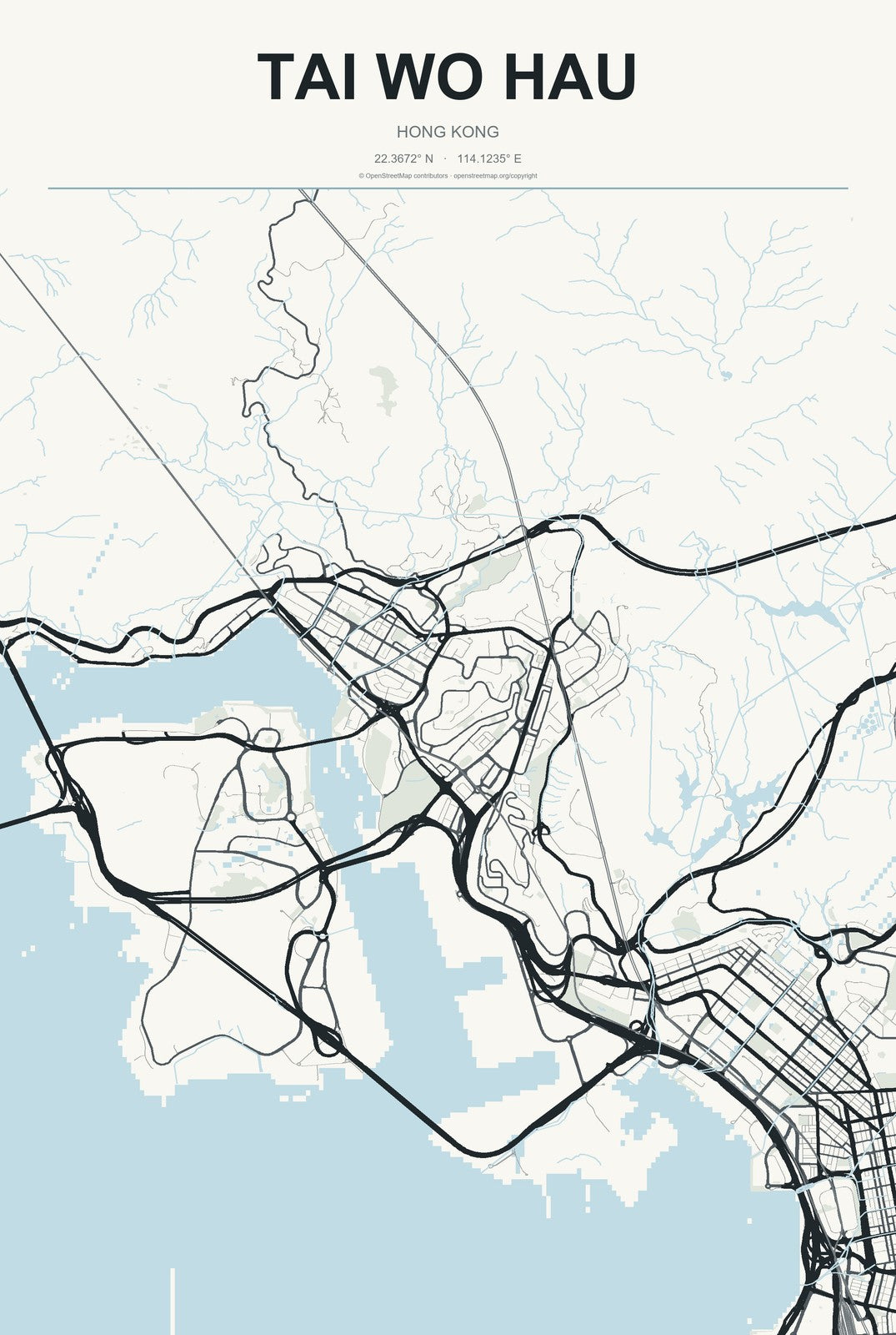 Tai Wo Hau, Hong Kong City Map Aluminum Sign in Headline Atlas style