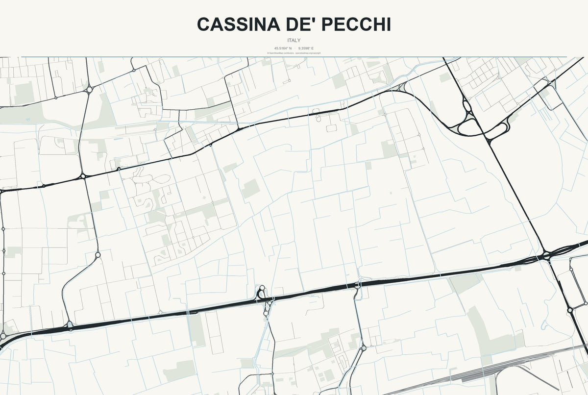 Cassina de' Pecchi, Italy City Map Aluminum Sign in Headline Atlas style