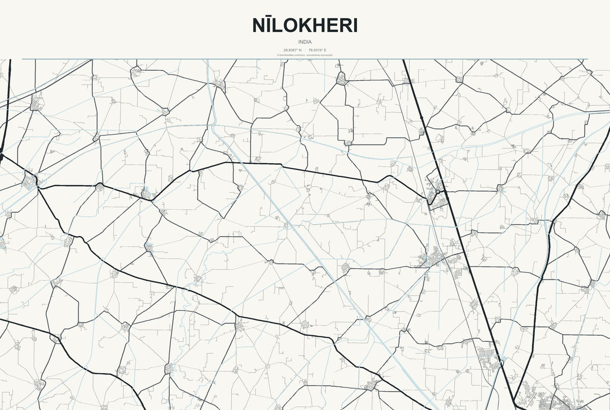 Nīlokheri, India City Map Aluminum Sign in Headline Atlas style