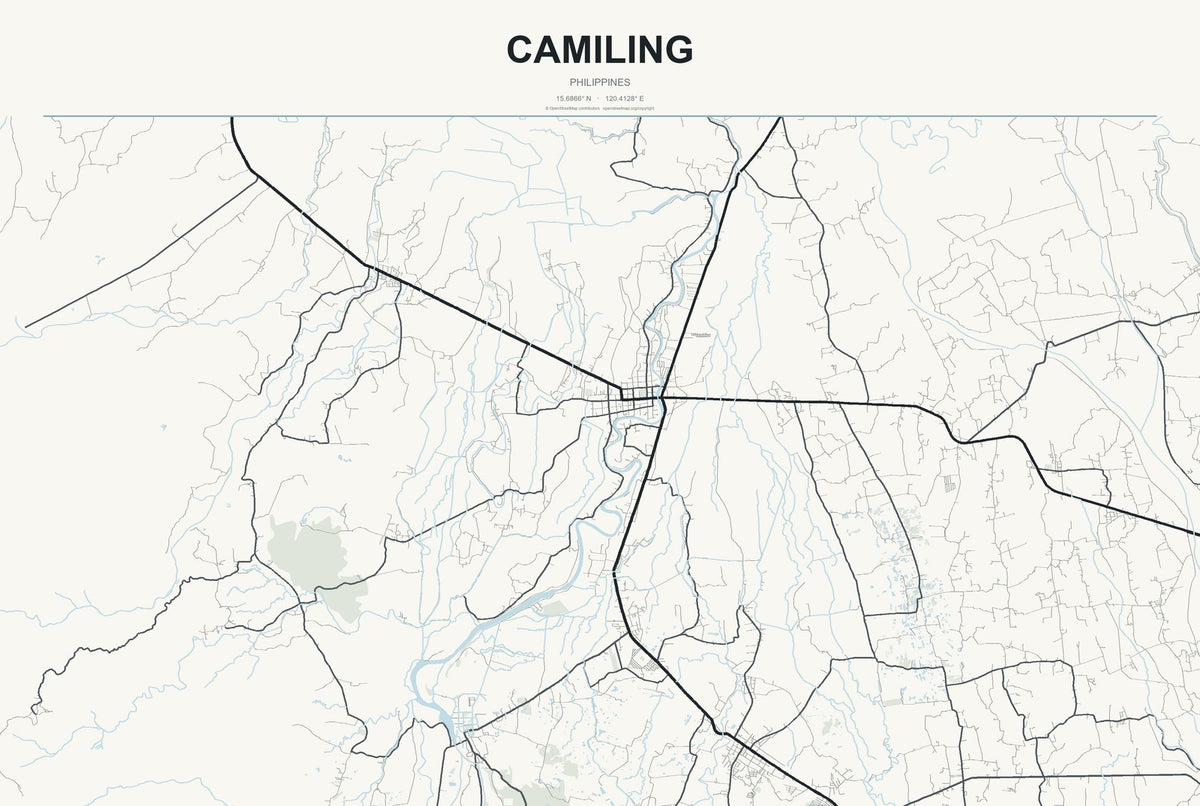 Camiling, Philippines City Map Aluminum Sign in Headline Atlas style