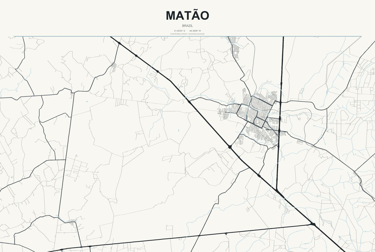 Matão, Brazil City Map Aluminum Sign in Headline Atlas style