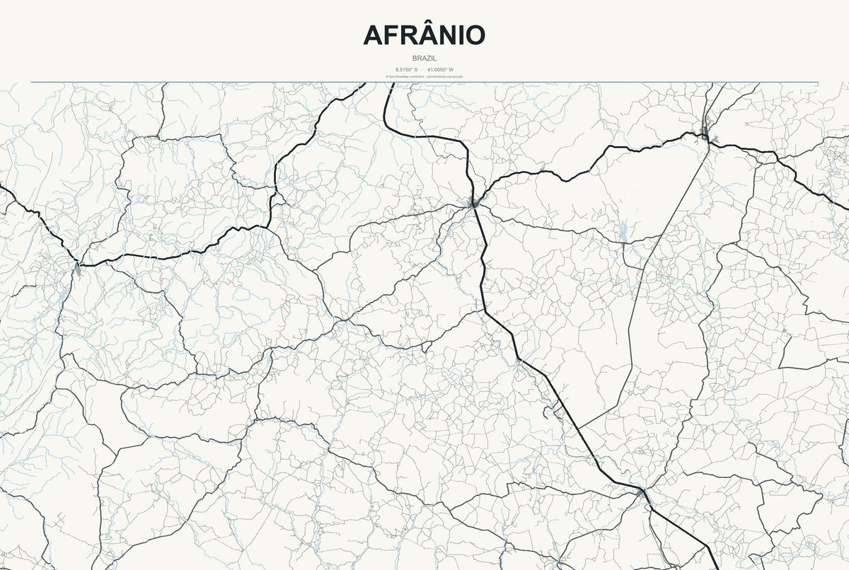 Afrânio, Brazil City Map Aluminum Sign in Headline Atlas style