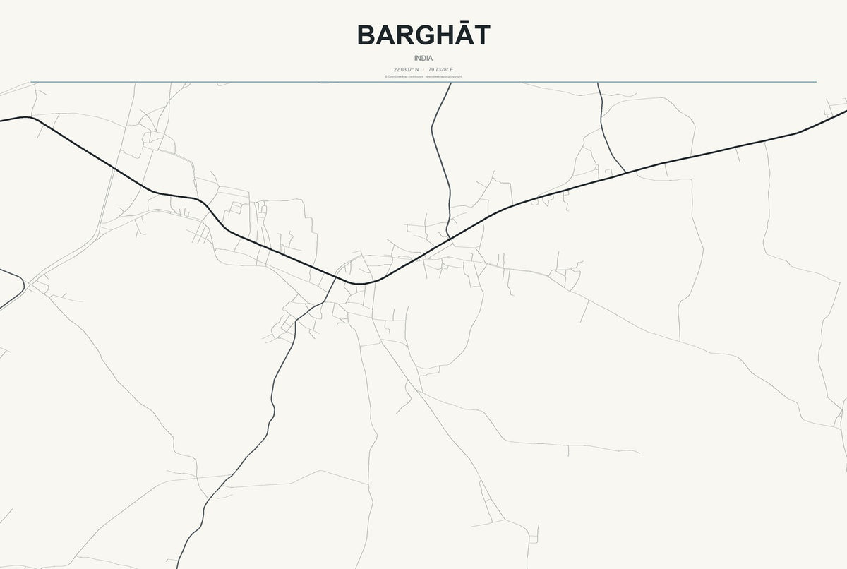Barghāt, India City Map Aluminum Sign in Headline Atlas style