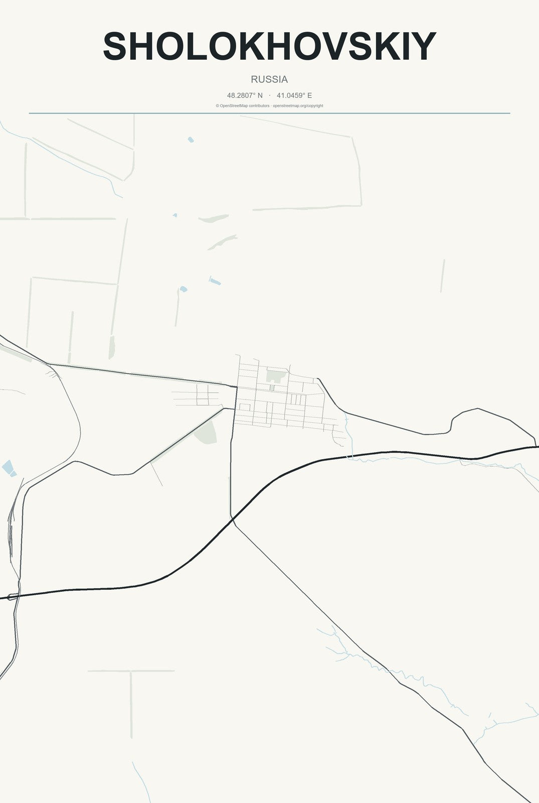Sholokhovskiy, Russia City Map Aluminum Sign in Headline Atlas style