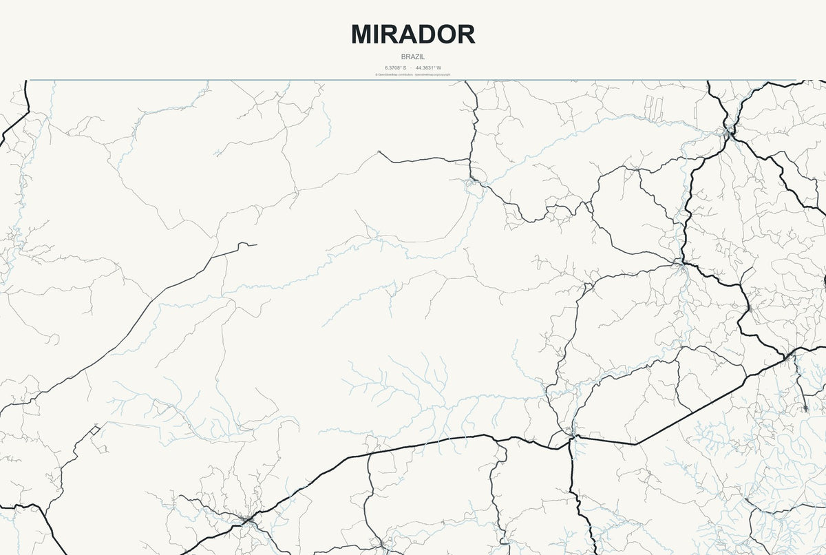Mirador, Brazil City Map Aluminum Sign in Headline Atlas style